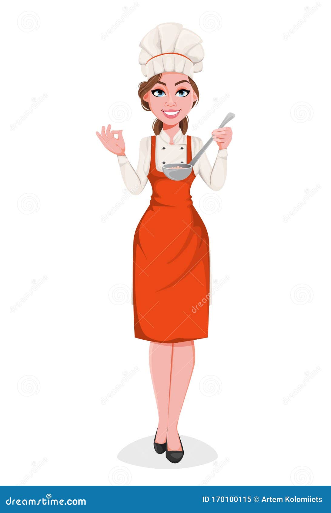 Beautiful Young Chef Woman. Pretty Cook Lady Stock Vector ...