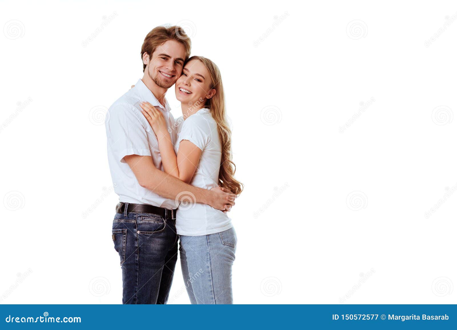 Beautiful Young Couple In Casual Clothing Flirting Stock Image Imag