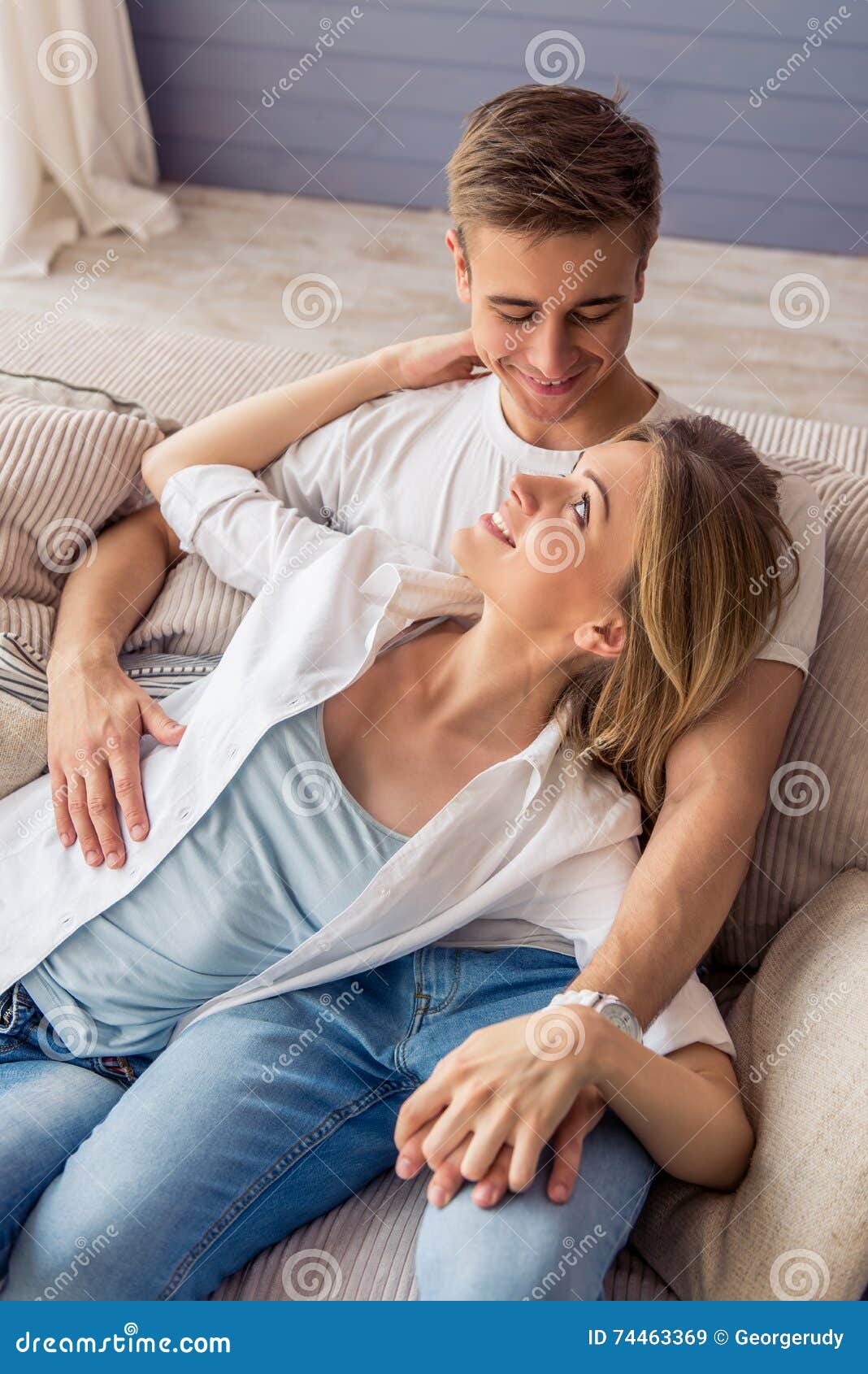 Beautiful Young Couple At Home St