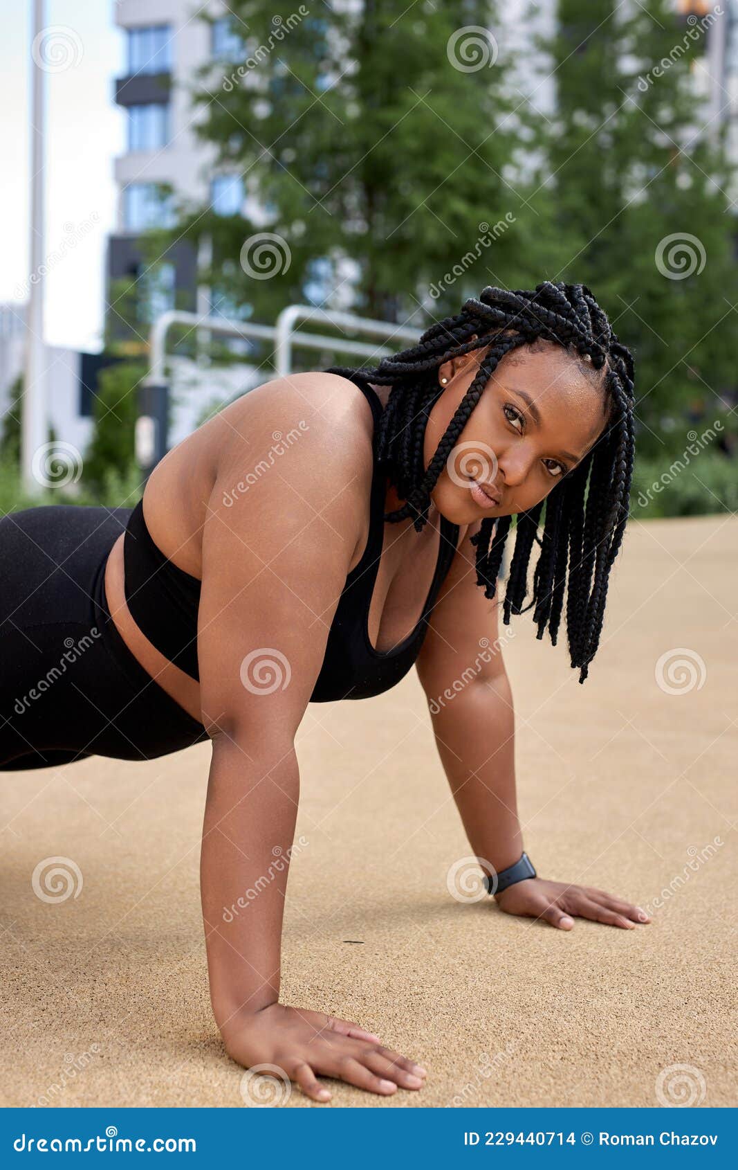 Attractive Plus Size Black Woman Doing Yoga Exercise at Studio Stock Image  - Image of people, room: 237286309