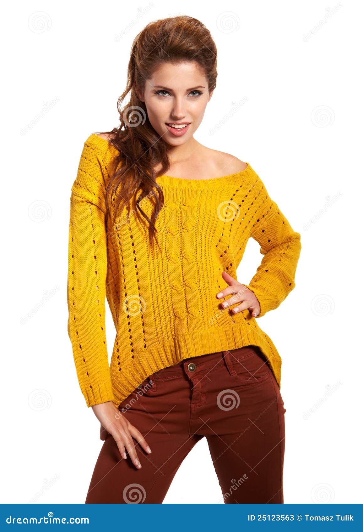 Beautiful Young Female Model Posing Against White Stock Image - Image ...