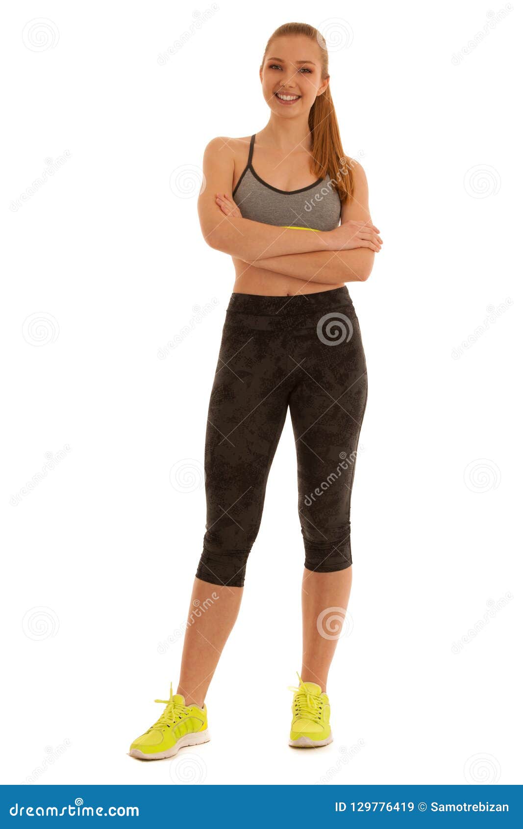 Beautiful Young Fit Woman With Great Shape Isolated Over White B Stock ...