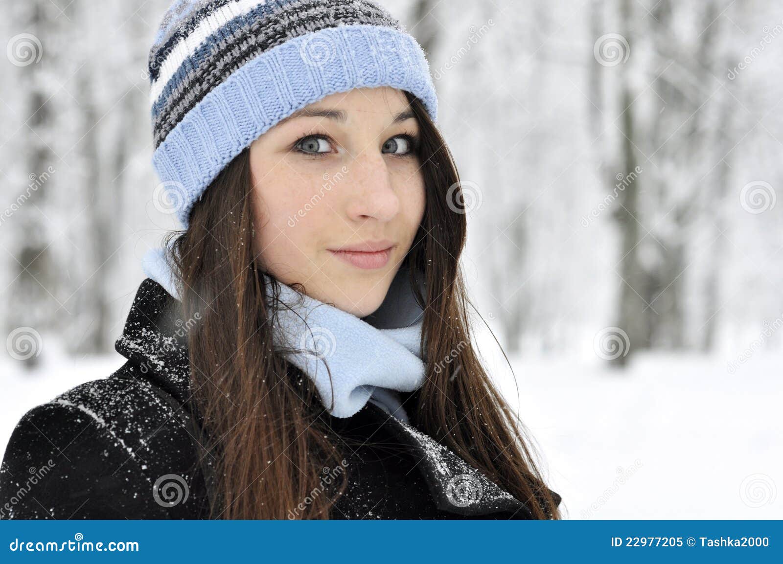 Beautiful young gir stock image. Image of happy, beanie - 22977205