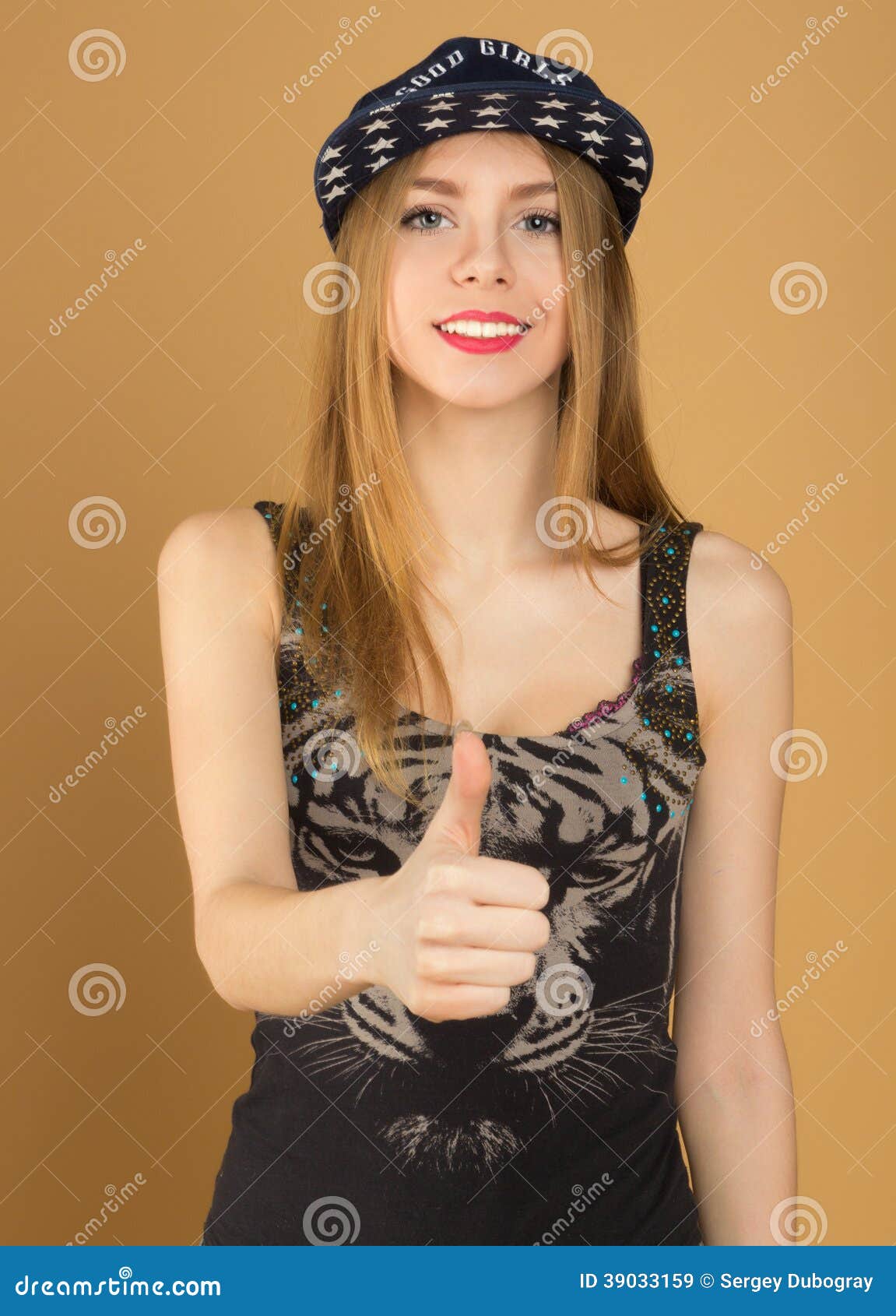 A Beautiful Young Girl in Baseball Cap Stock Image Image of beauty