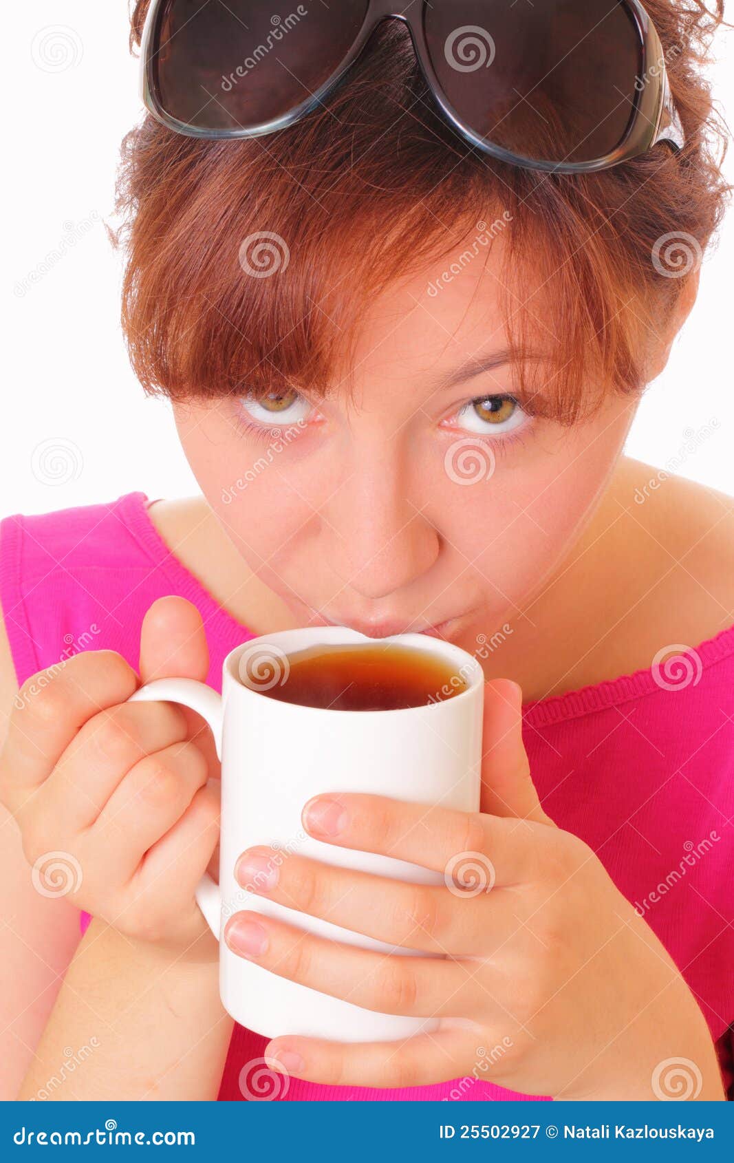 Beautiful Young Girl Drinking a Cup of Tea Stock Image Image of