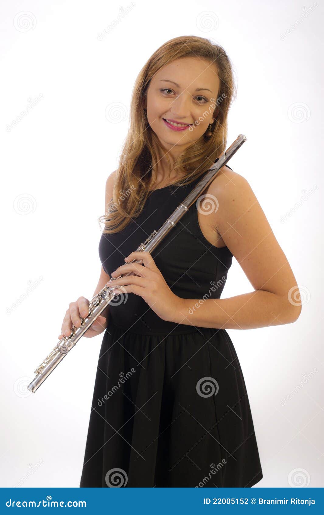 Beautiful Young Girl with Flute Stock Photo Image of leisure