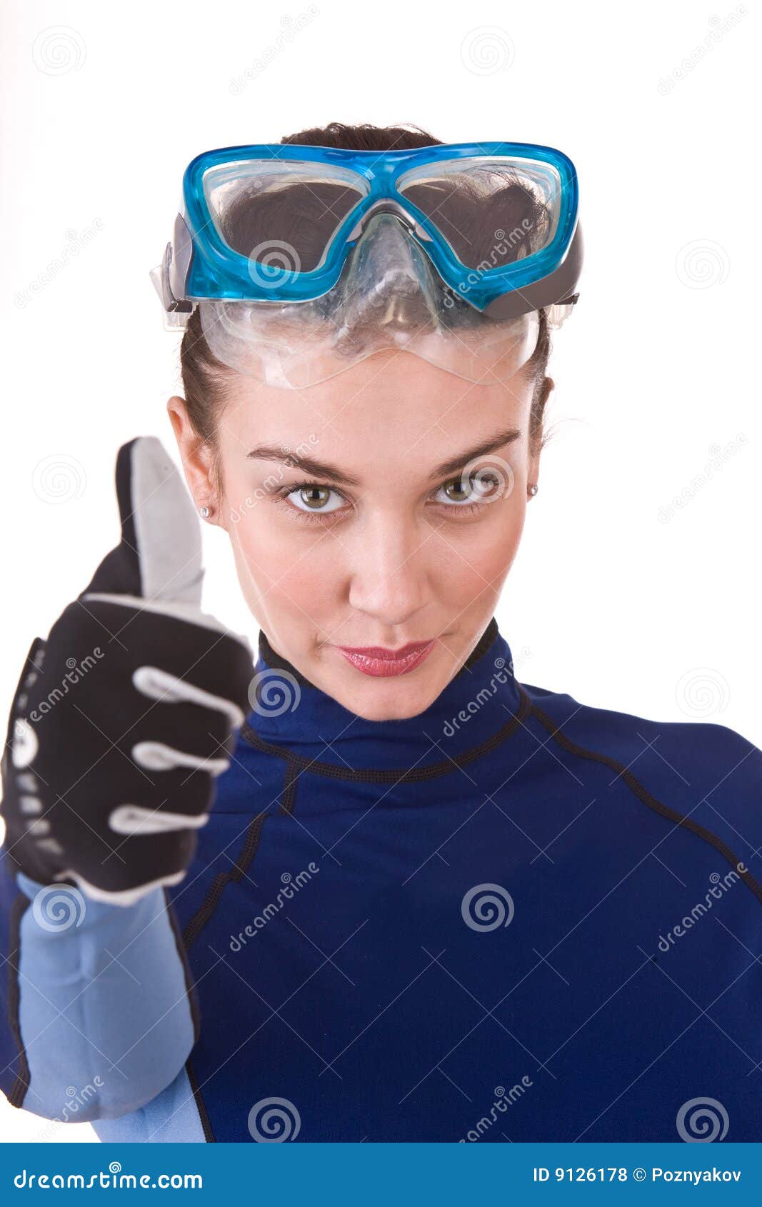 Beautiful Young Girl in Goggles. Stock Photo Image of dive, hand 9126178