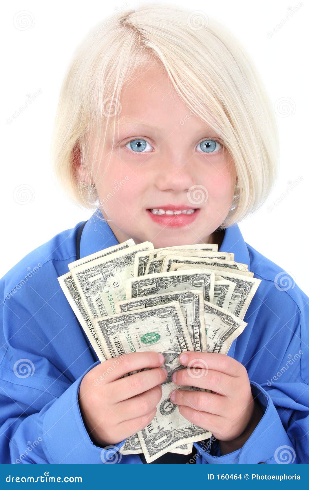 beautiful young girl with handful of money