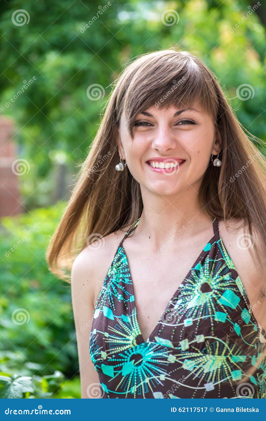 Beautiful Young Girl with Long Hair and a Nice Smile. Stock Image ...