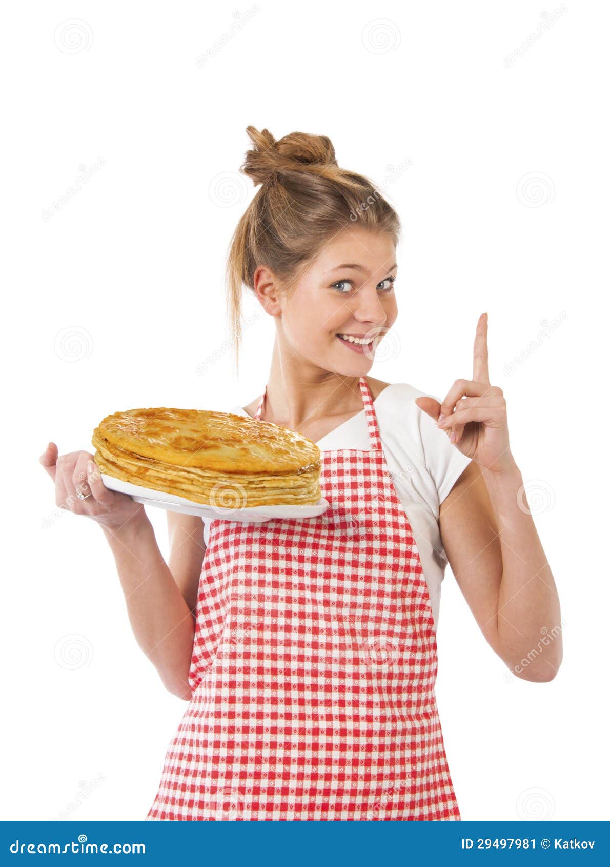 Beautiful Young Girl with Pancakes Stock Image Image of fast, cook