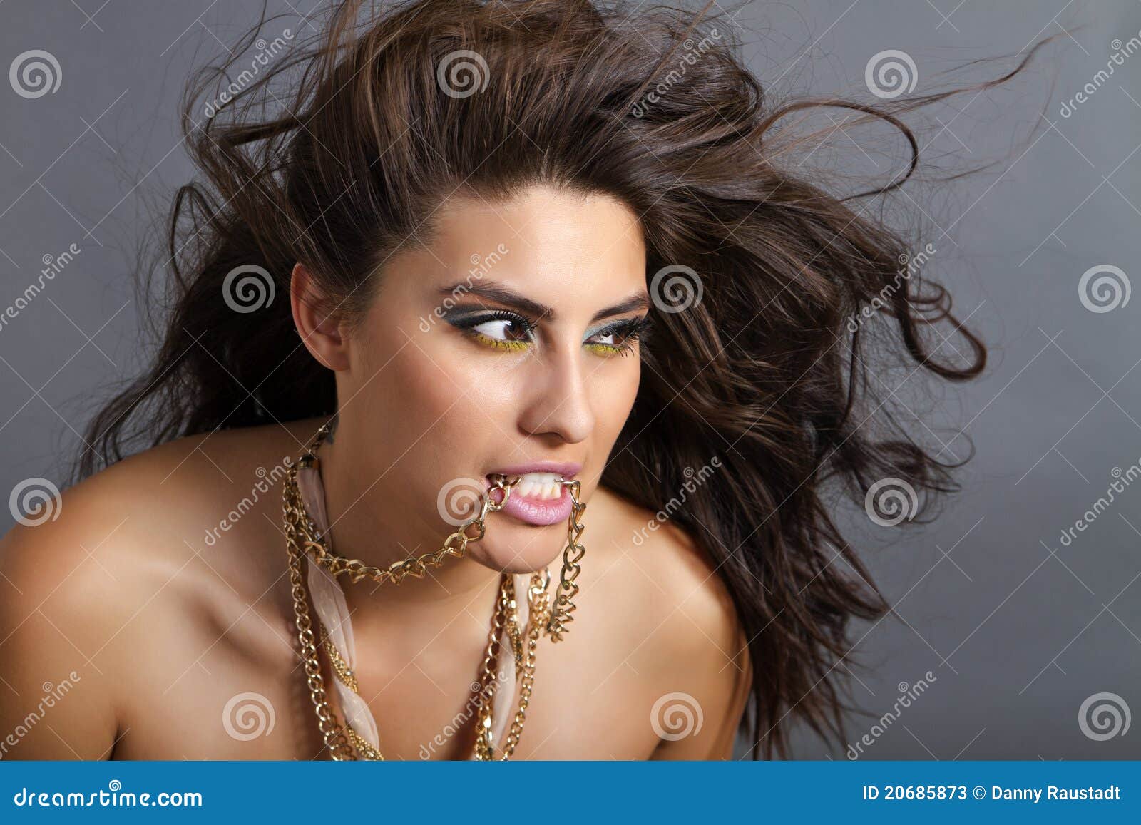 Nude Women Wearing A Necklace And Hair Tied Up Stock Photo 
