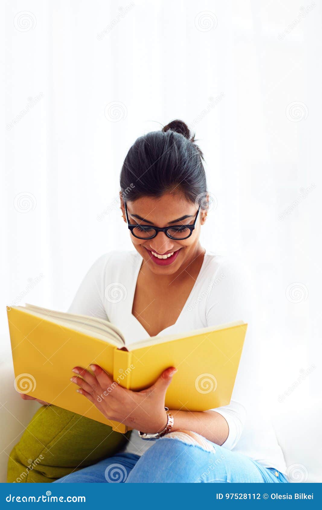 Beautiful Young Indian Girl, Student with Book, Studying Stock Photo ...