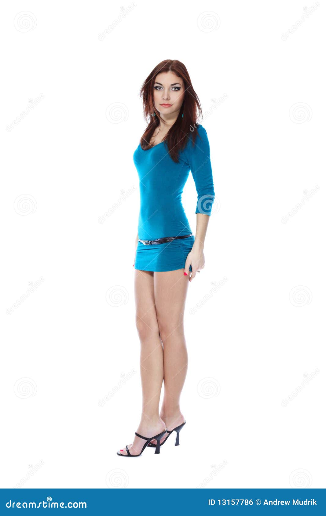 Beautiful Young Leggy Brunette Stock Photo - Image of people, standing ...