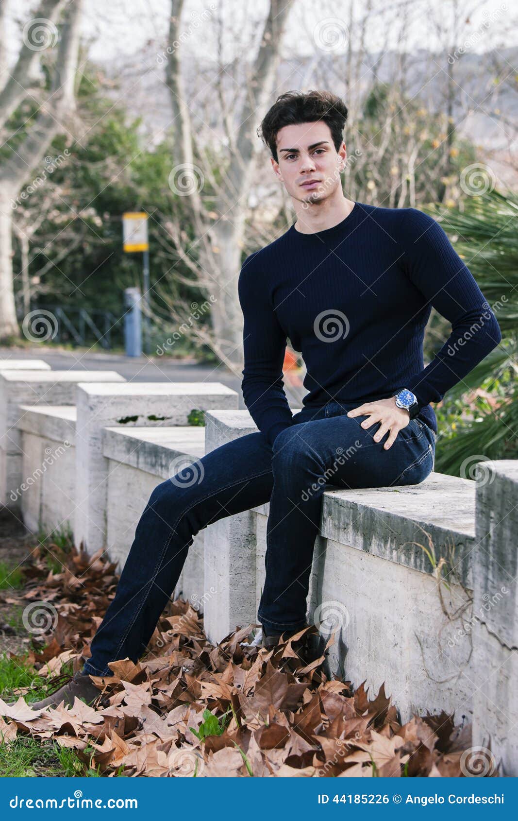 Beautiful Young Man Model Autumn / Winter Stock Photo 