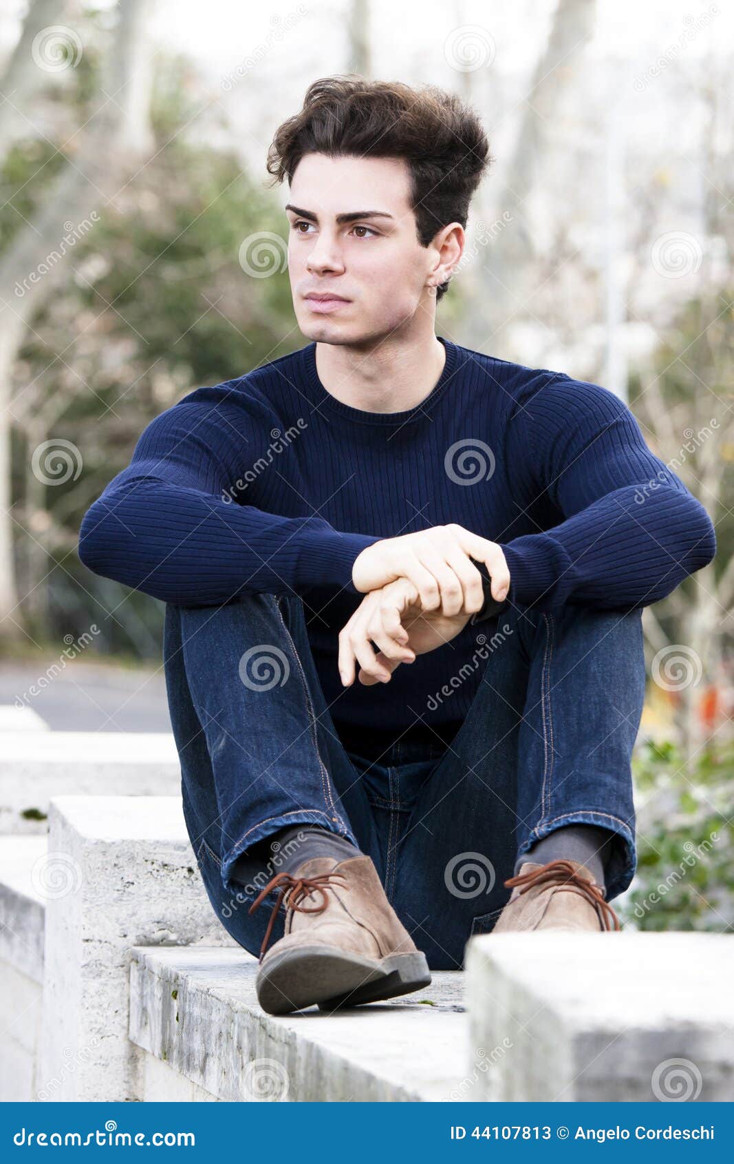 Beautiful Young Man Model, Trendy Outfit Hairstyle Stock Image - Image ...