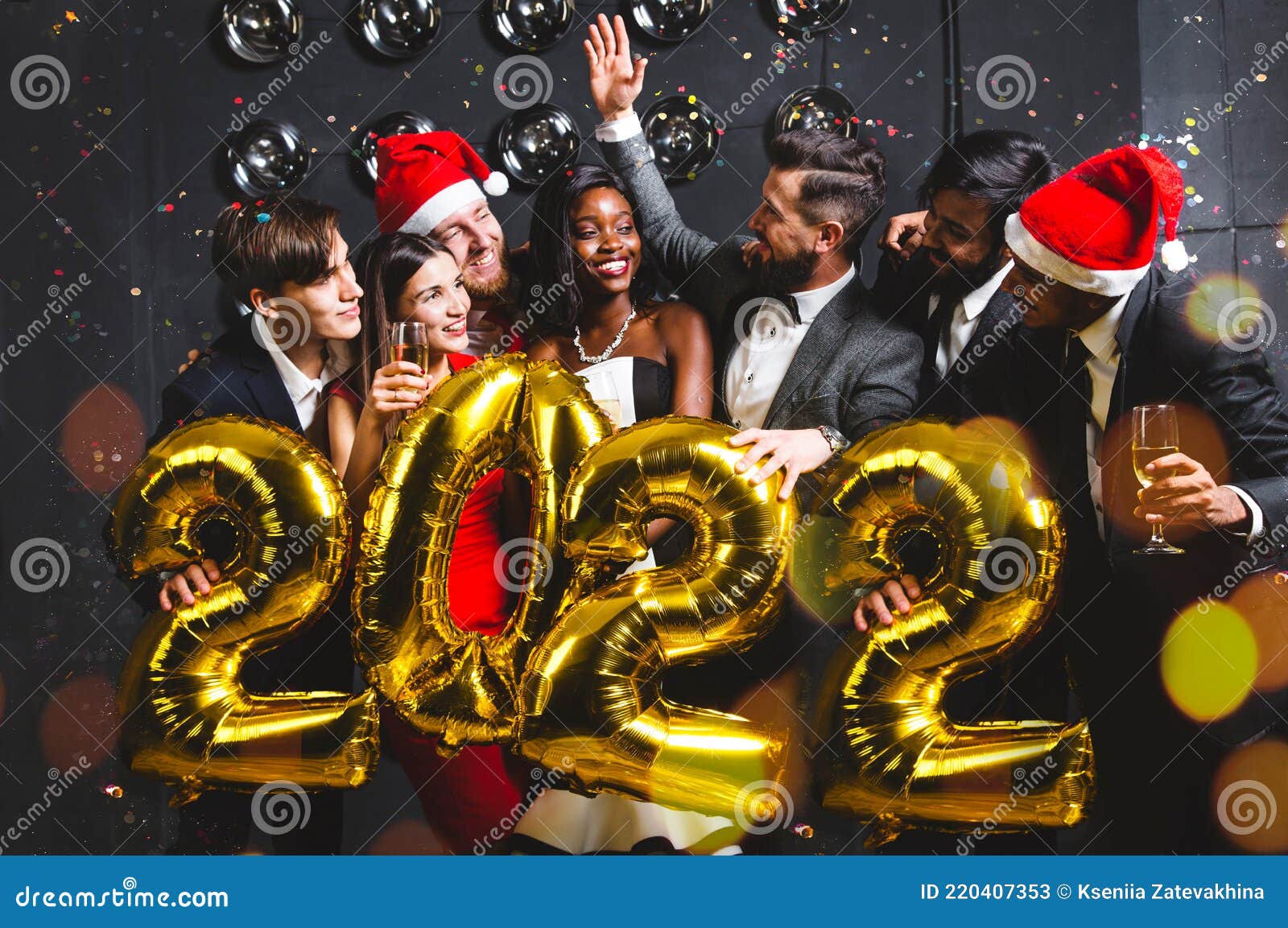 Beautiful Young People at a Corporate Party Holding Balloons 2022 ...