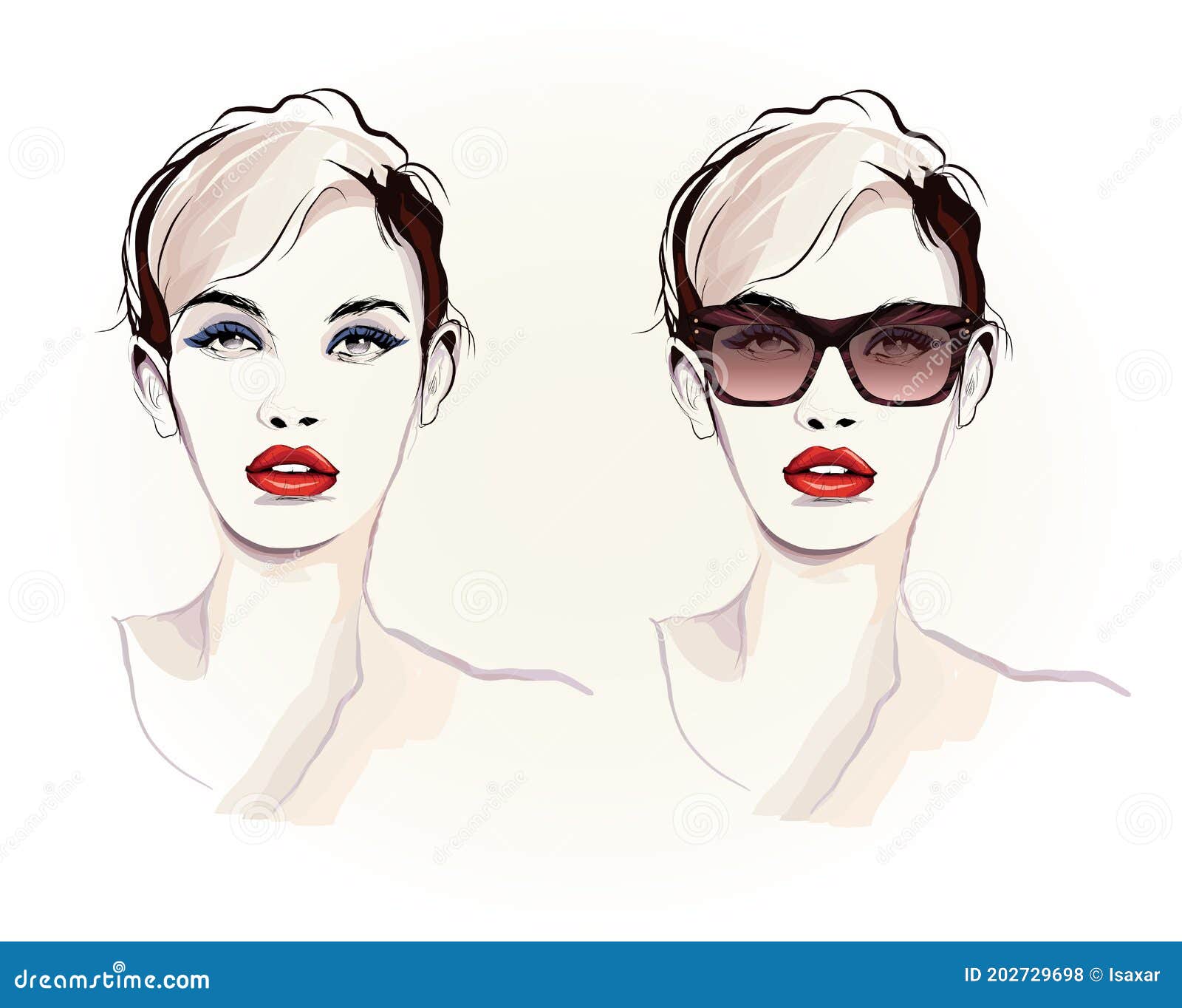 Beautiful Young Woman with Sunglasses Stock Vector - Illustration of ...