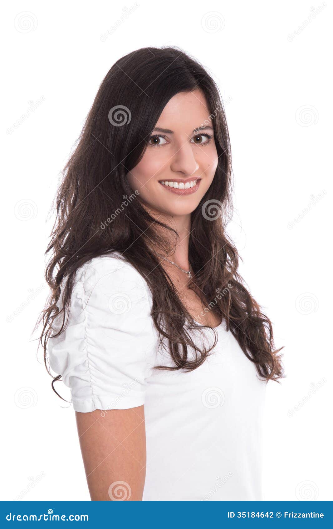 Beautiful Young Smiling Woman With Long Black Hair ...