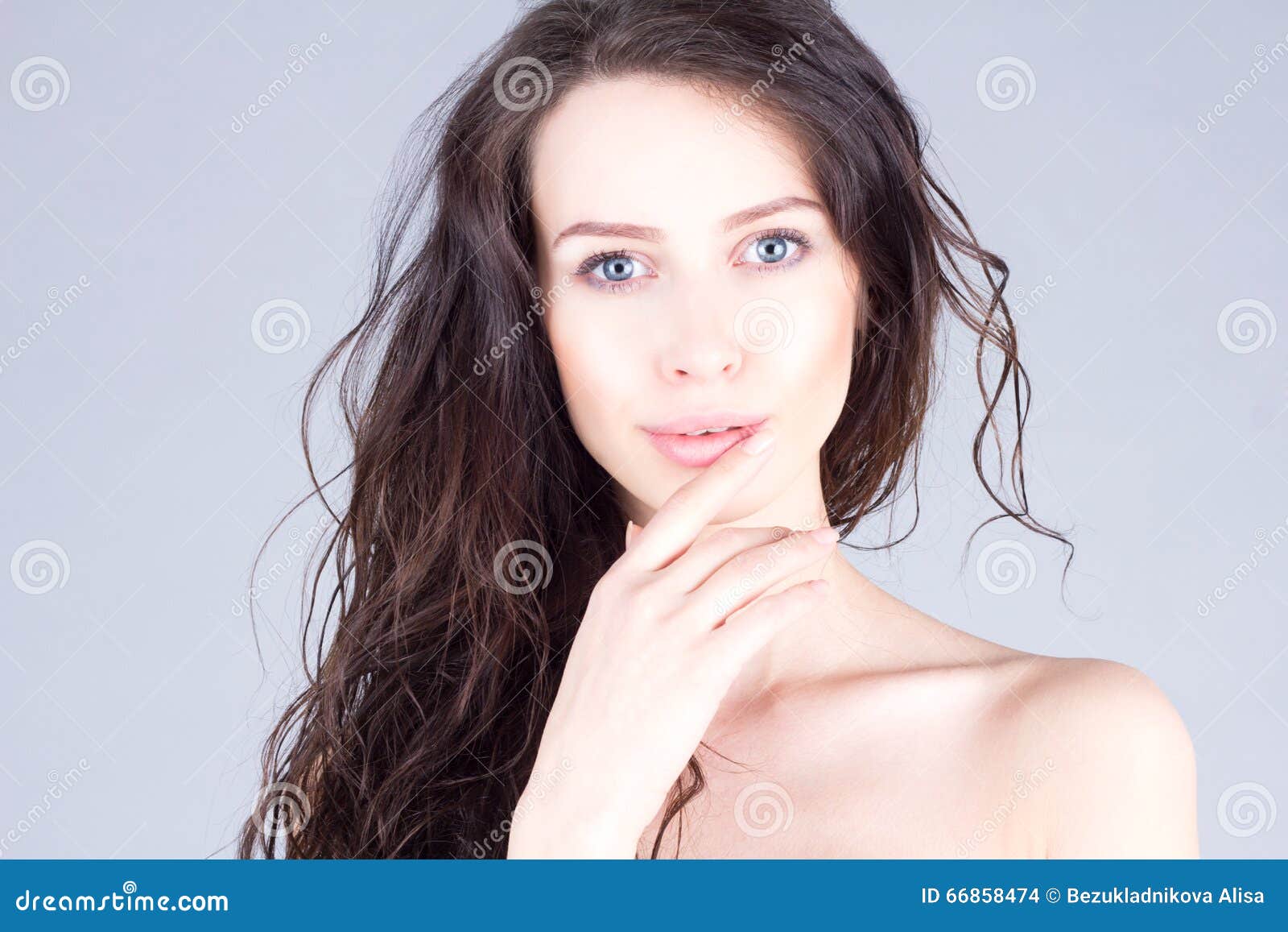 Beauty Portrait with Blue Eyes and Curly Hair - wide 7