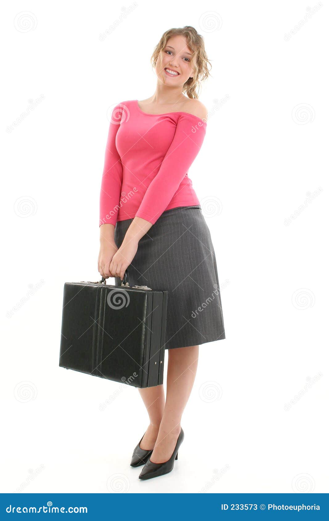 Beautiful Young Woman with Briefcase Stock Image Image of blonde, friendly 233573