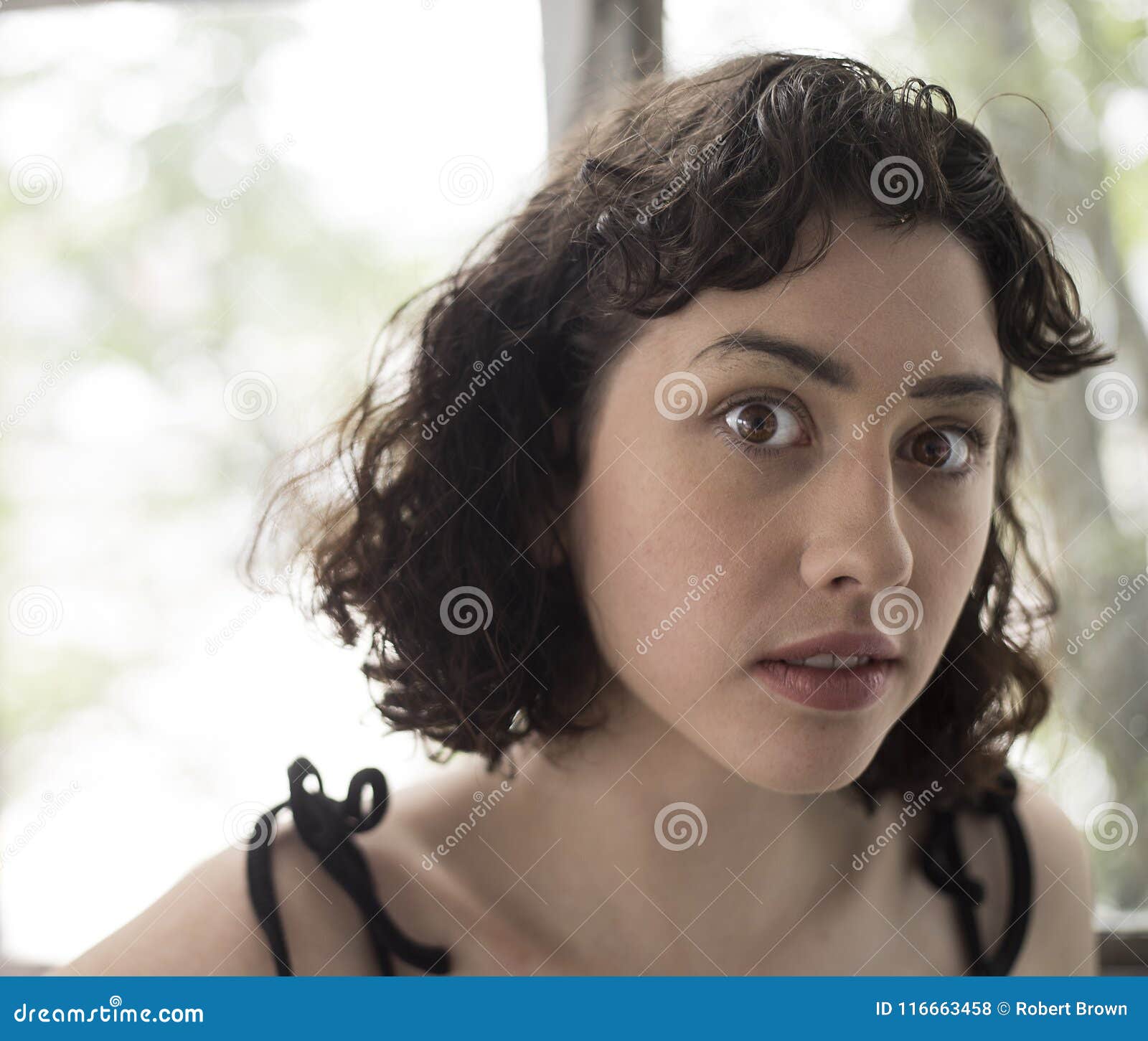 Beautiful Young Woman With Brown Hair And Eyes Stock Photo