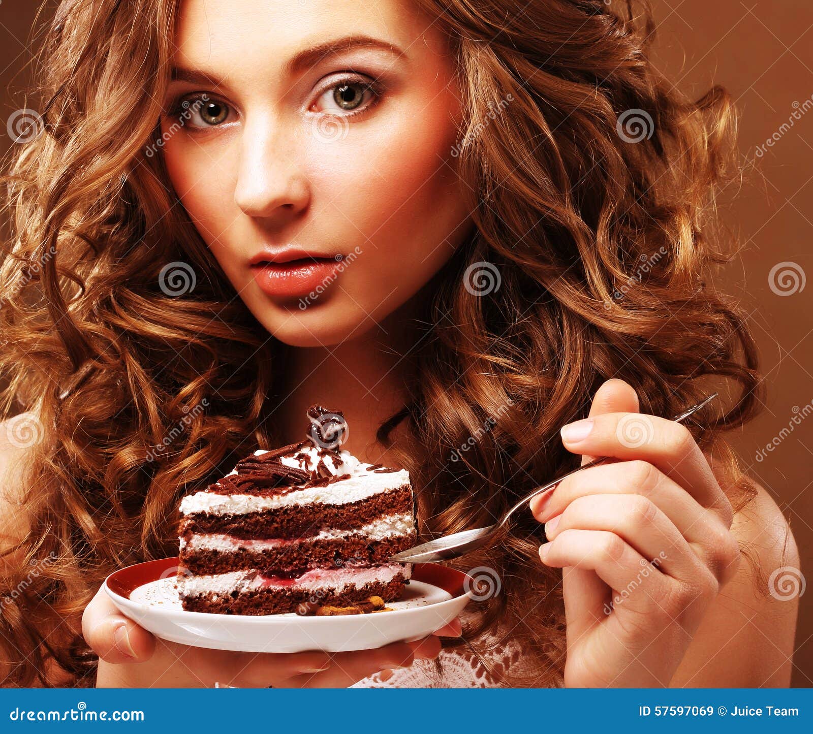 Beautiful Young Woman with a Cake Stock Image Image of person, diet