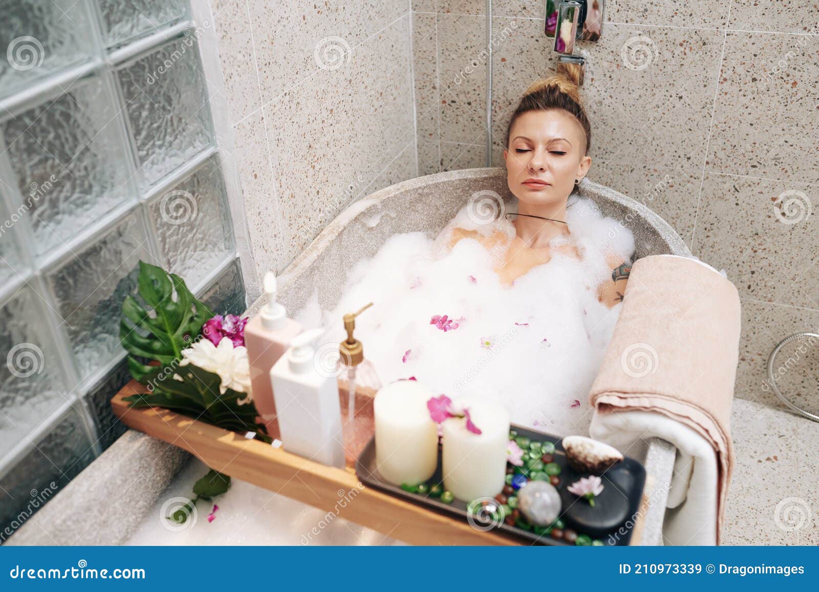 Woman Taking Bubble Bath Stock Image Image Of Sensuality 210973339 