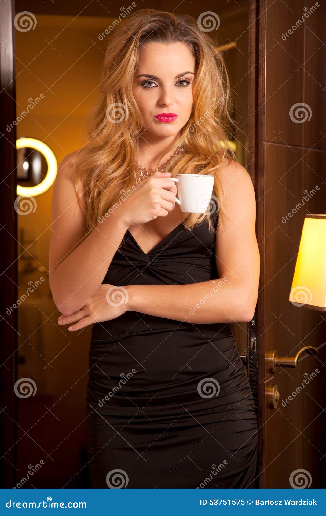 Beautiful Young Woman with a Cup Stock Image - Image of fashion