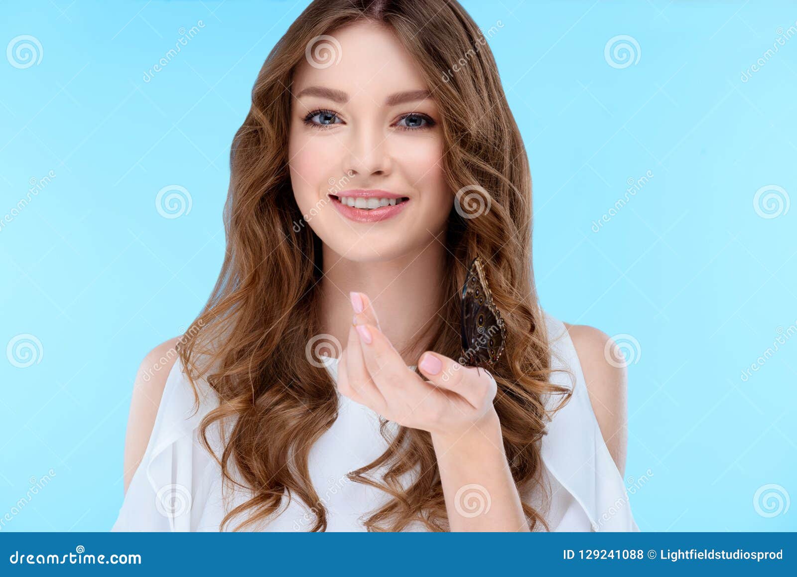 beautiful young woman with curly hair