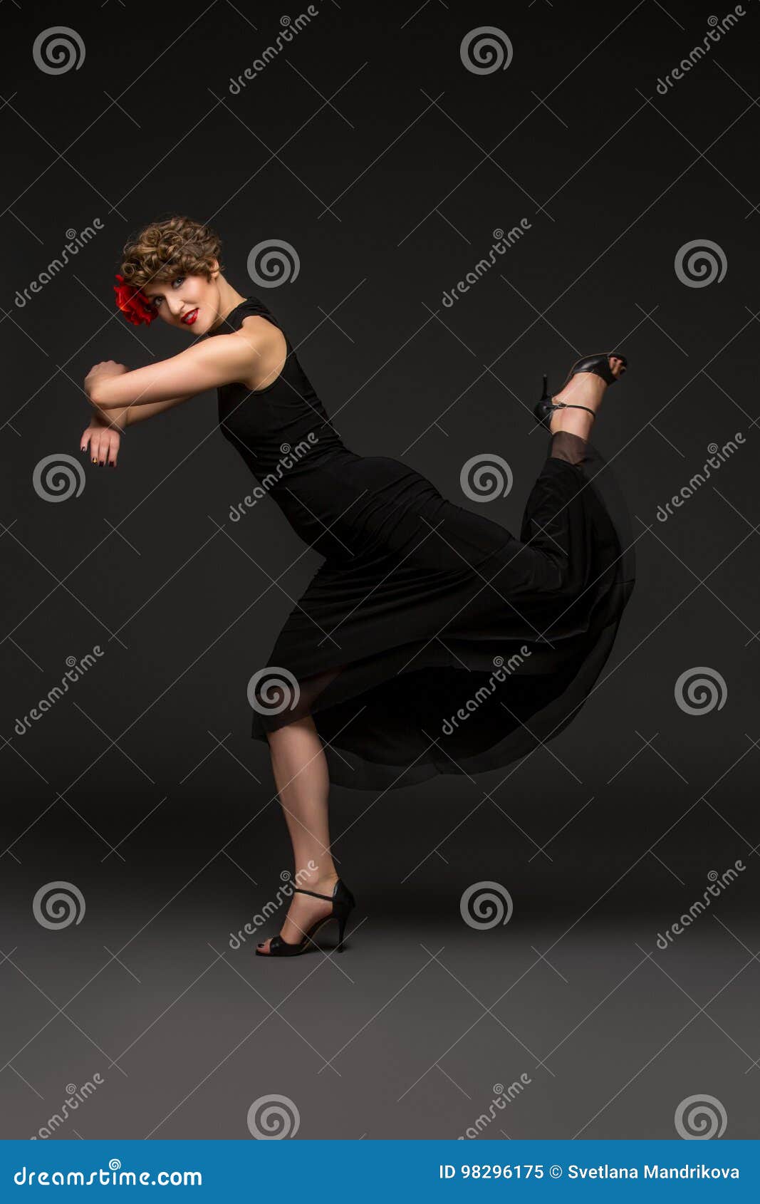 Girl dancer in tango dress stock image. Image of beautiful - 98296175