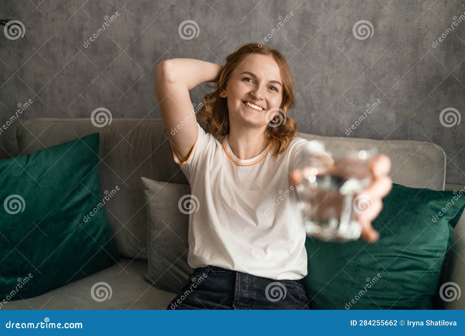 Beautiful Young Woman Drinking Water at Home Stock Photo Image of
