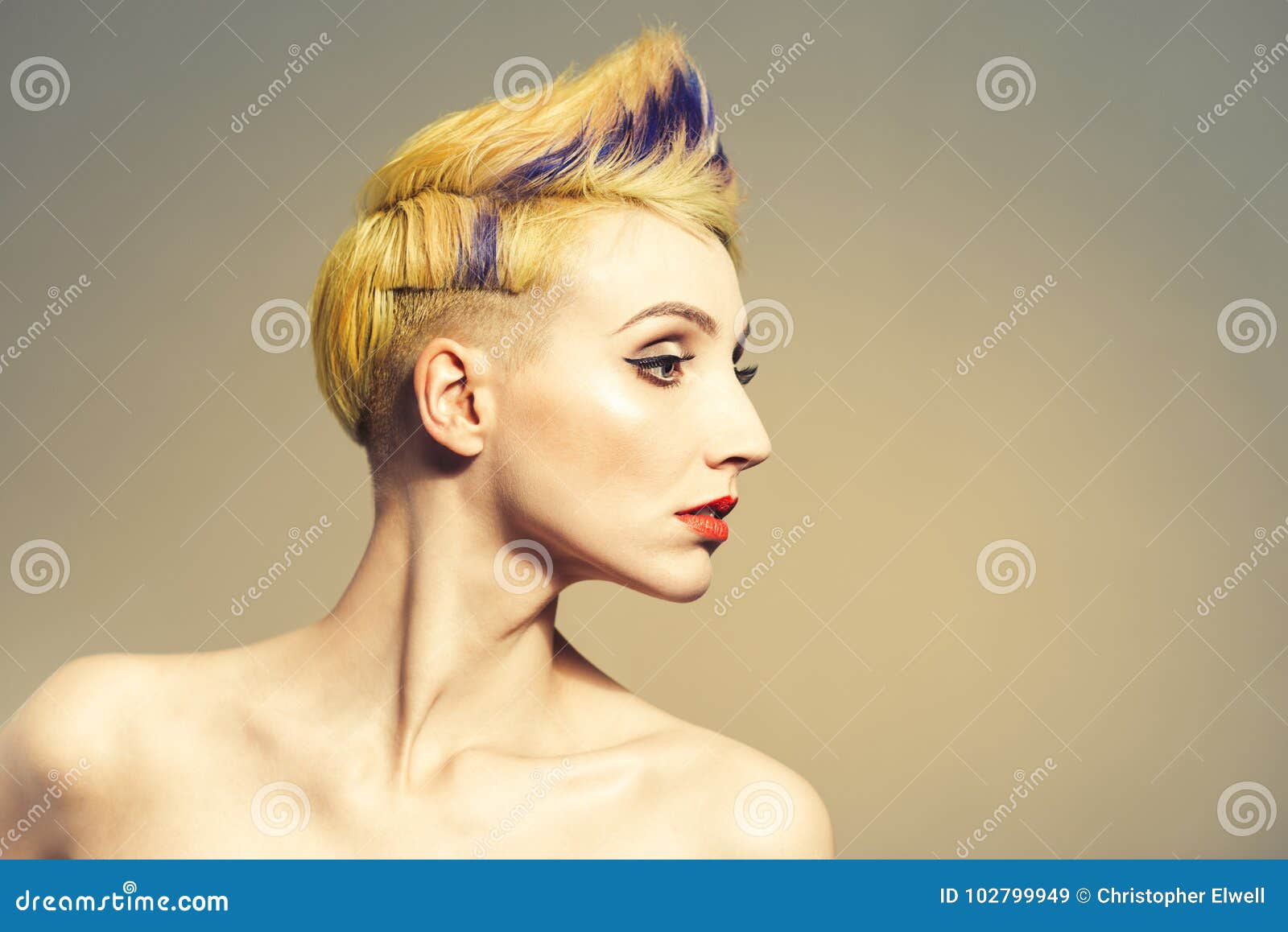 Woman With Funky Hairstyle Stock Image Image Of Hairstyle