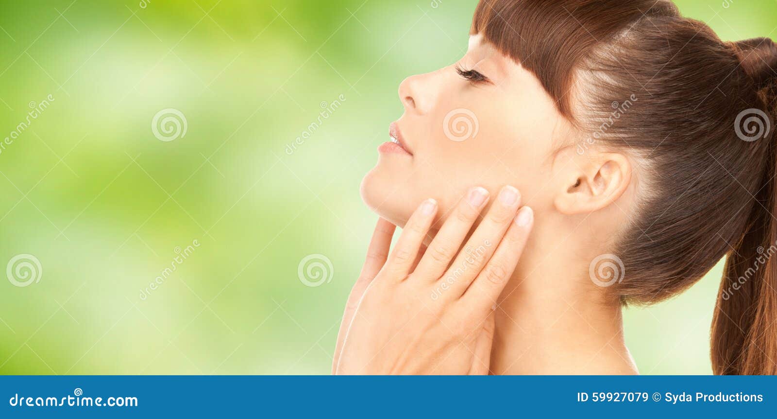 Beautiful Young Woman Face Side View Stock Image - Image of asian