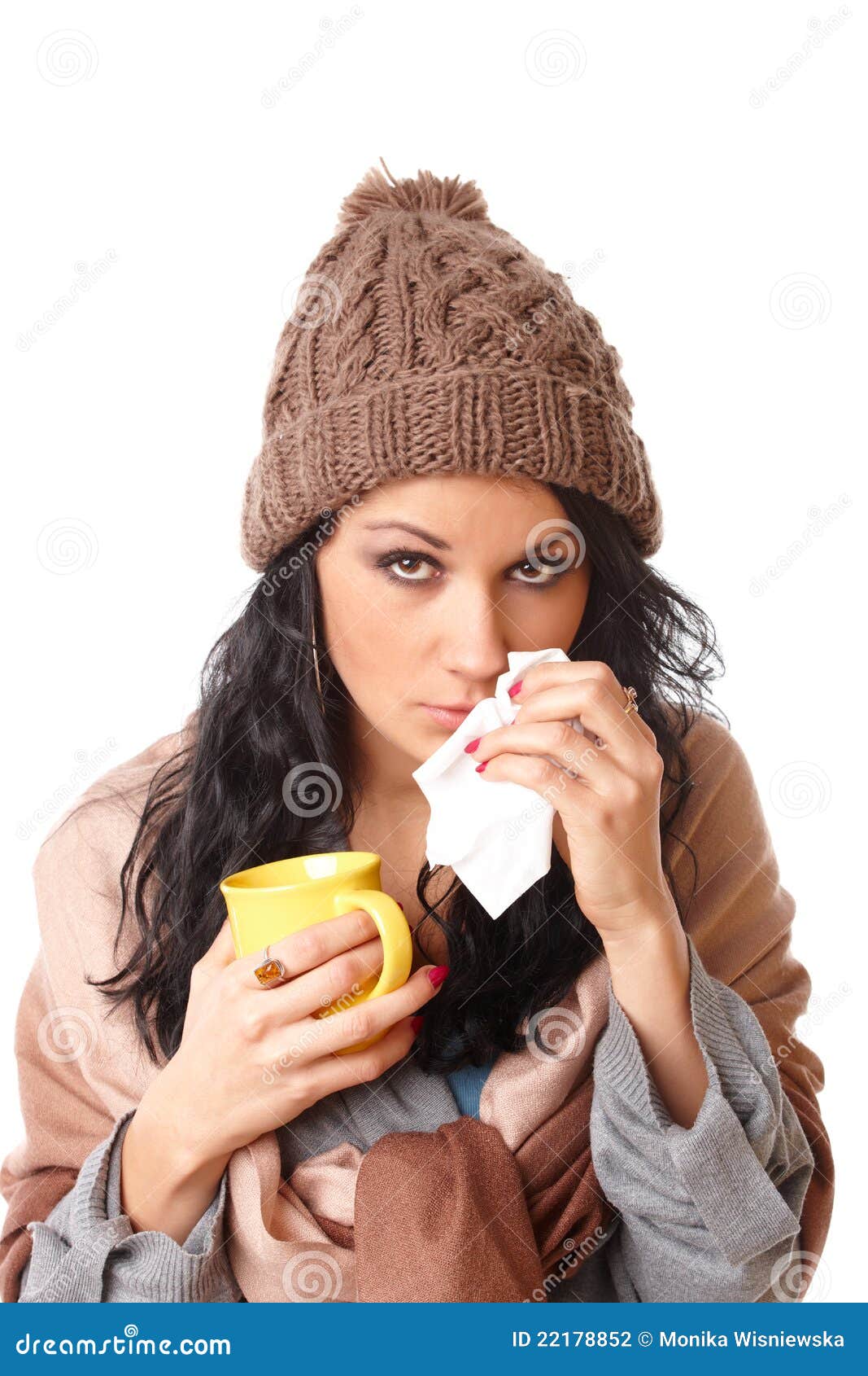 beautiful young woman with flu symptom