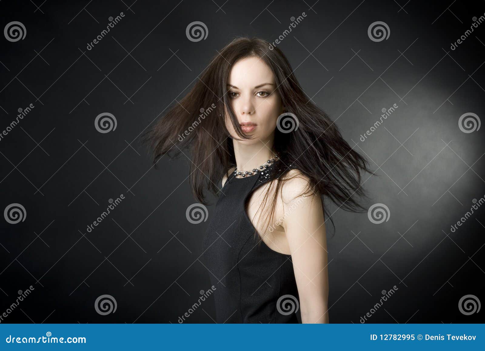 Beautiful Young Woman with Flying Hair Stock Image - Image of dress ...