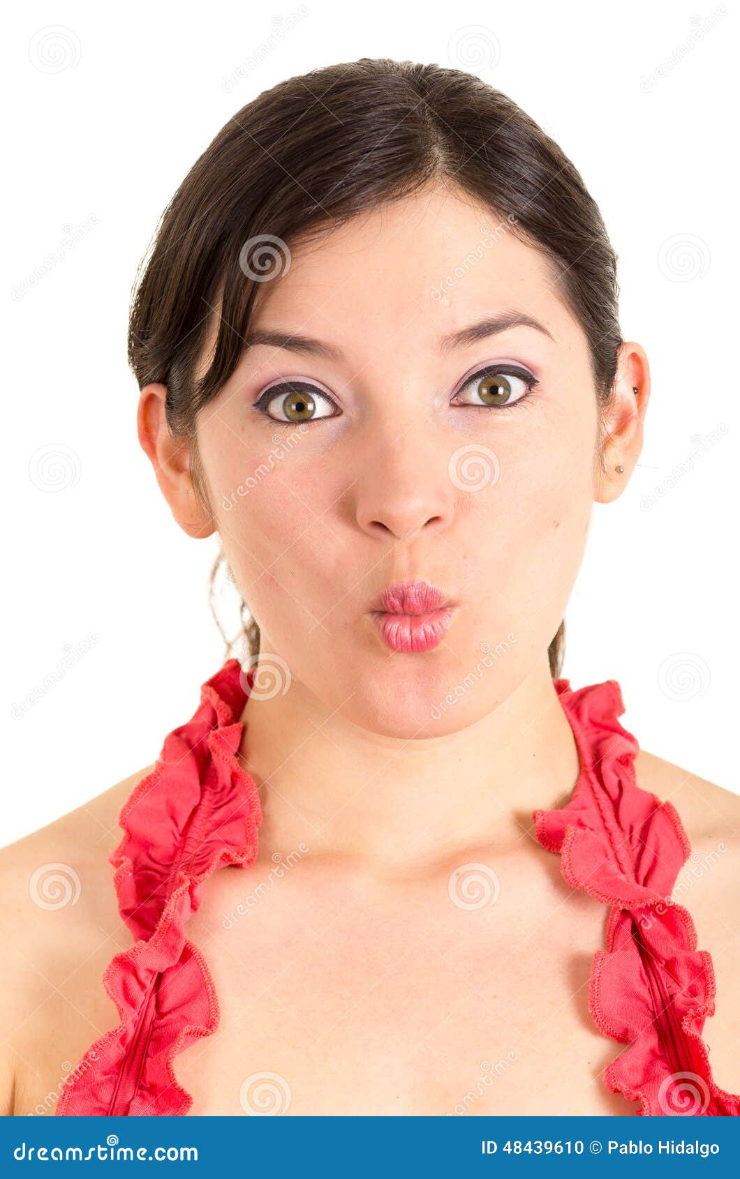 Beautiful Young Woman Gesturing Kiss Stock Photo - Image of brown ...
