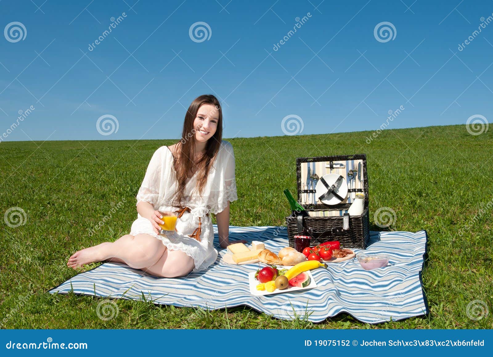 Beautiful Young Woman Having a Picnic Stock Photo Image of nature