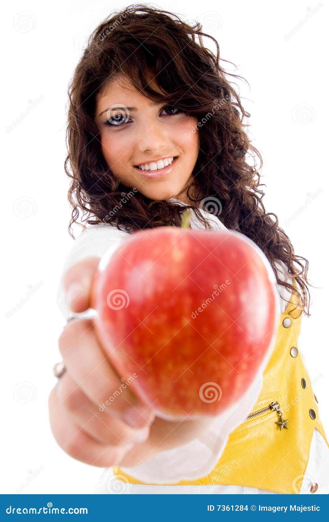 Beautiful Young Woman Holding Red Apple Stock Photo Image Of Person