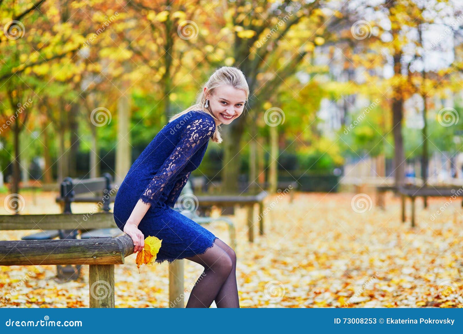 Beautiful Young Woman in the Luxembourg Garden of Paris on a Fall Day ...