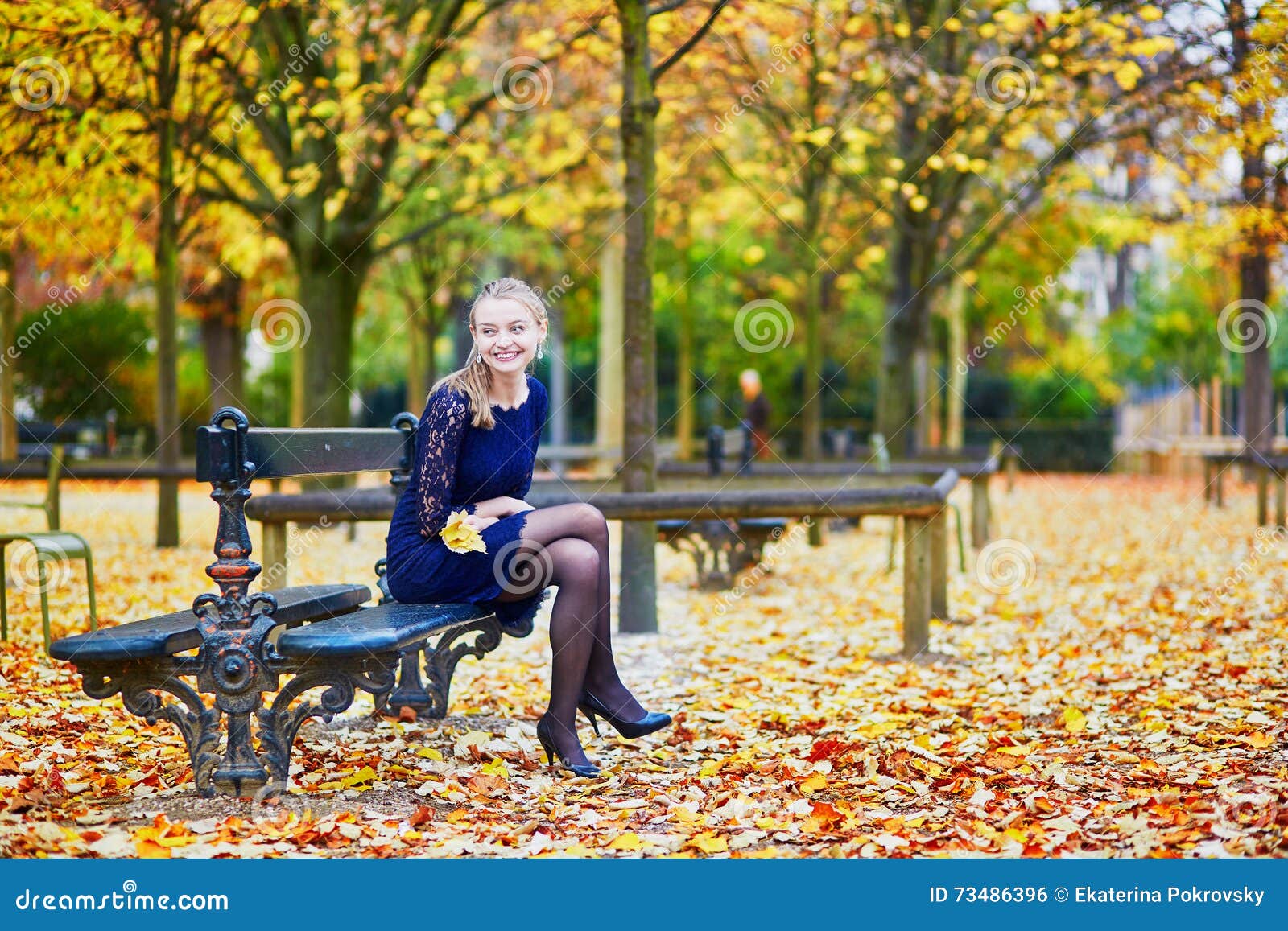 Beautiful Young Woman in the Luxembourg Garden of Paris on a Fall Day ...