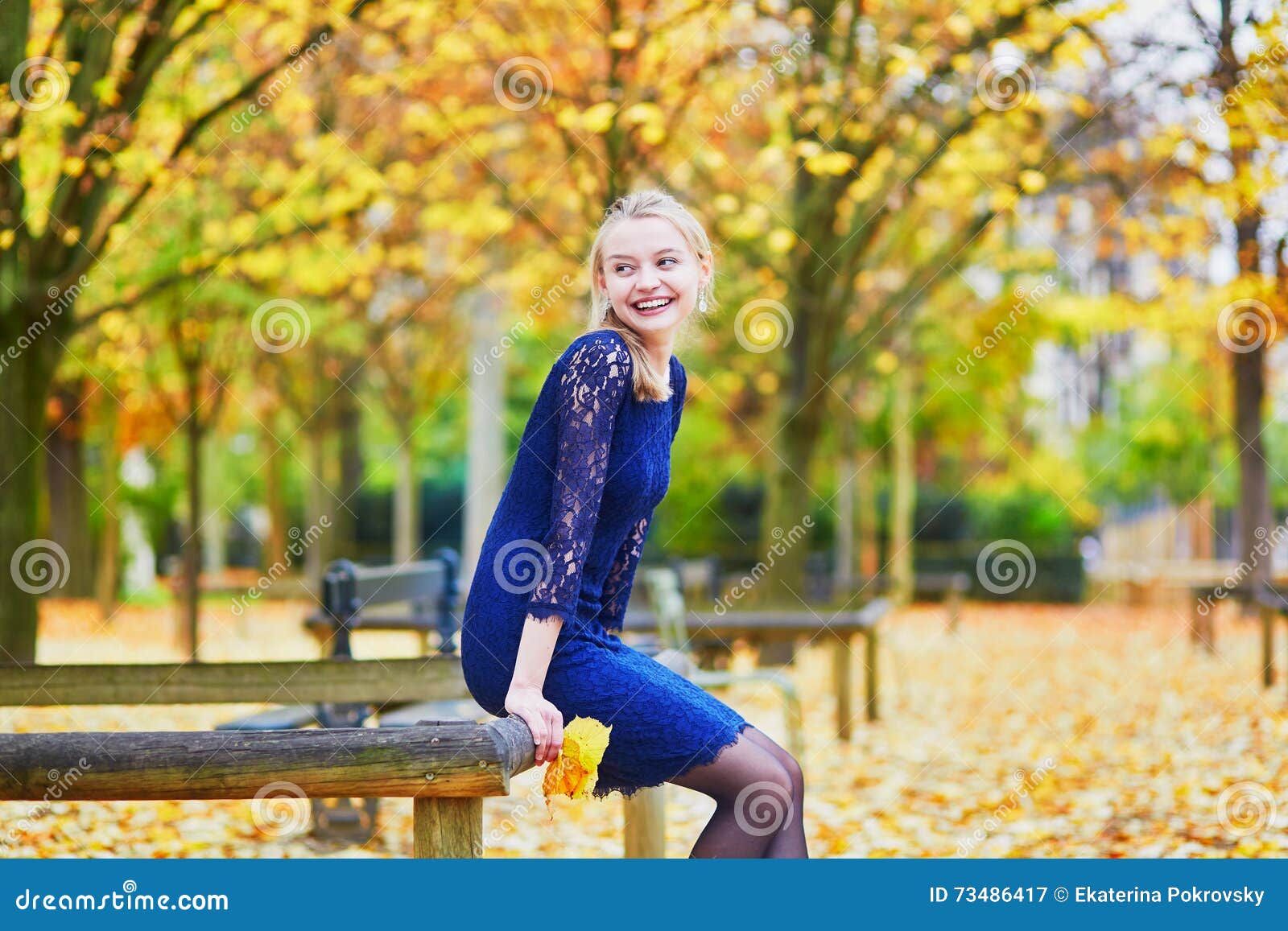 Beautiful Young Woman in the Luxembourg Garden of Paris on a Fall Day ...