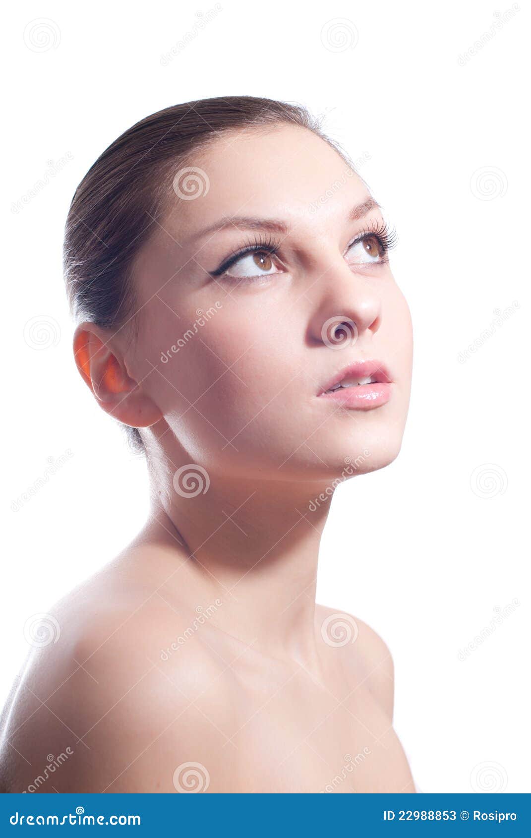 Headshot Of Beautiful Girl With Naked Shoulders Stock 