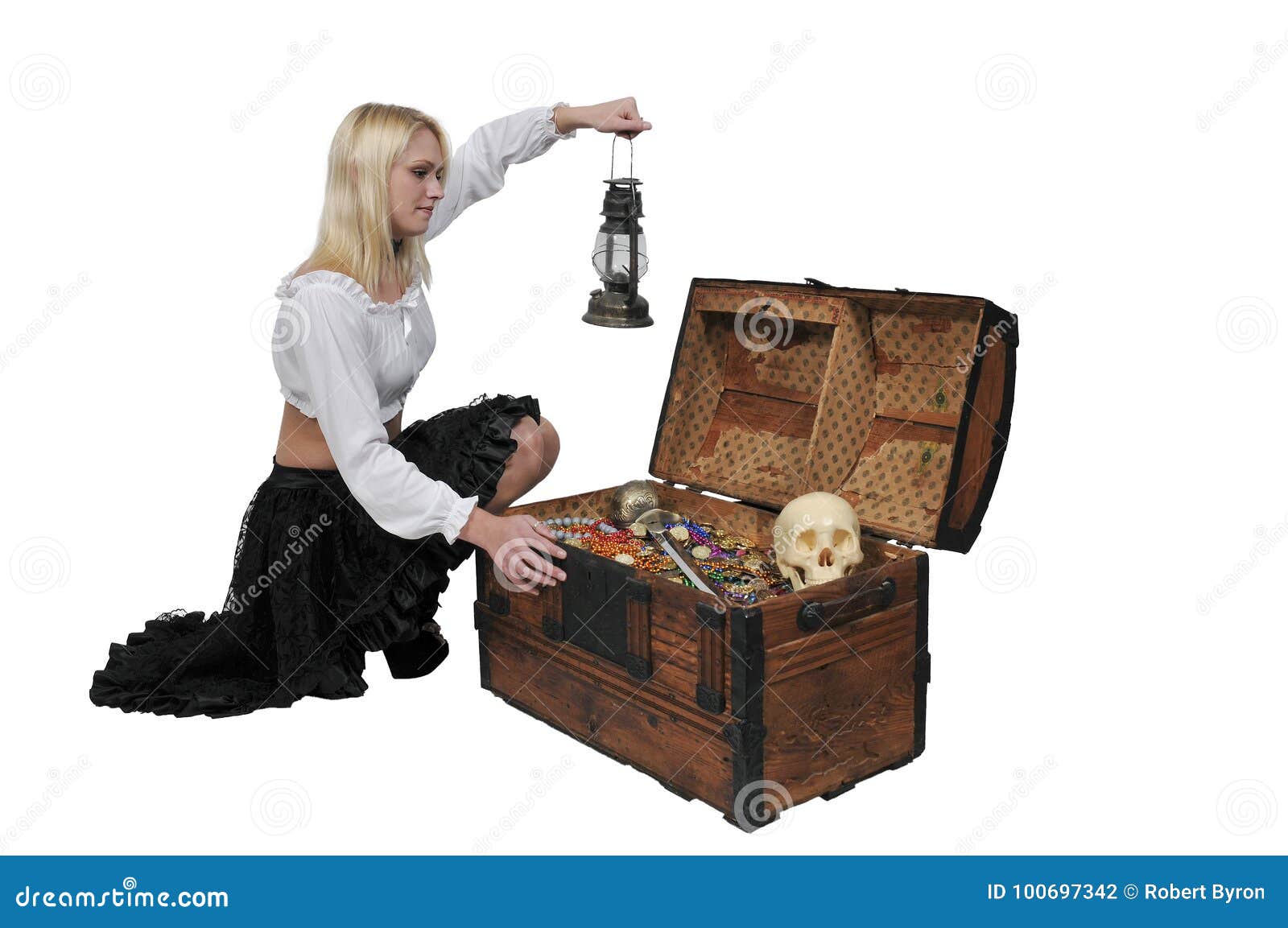 Opened Small Treasure Chest Stock Photo, Picture and Royalty Free