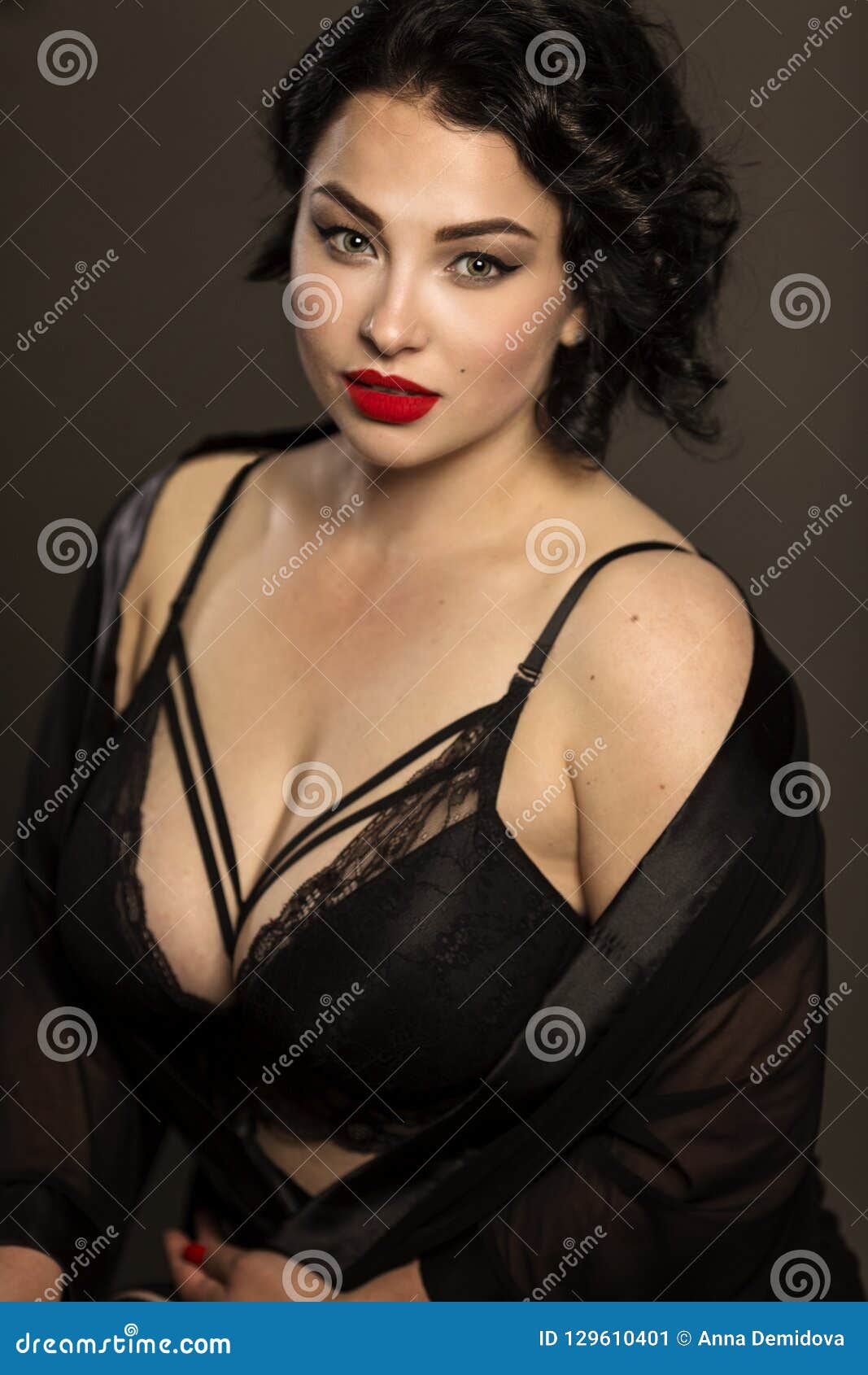 Beautiful Young Woman Plus Size with Big Bust in Underwear Stock Image -  Image of girl, form: 129610401