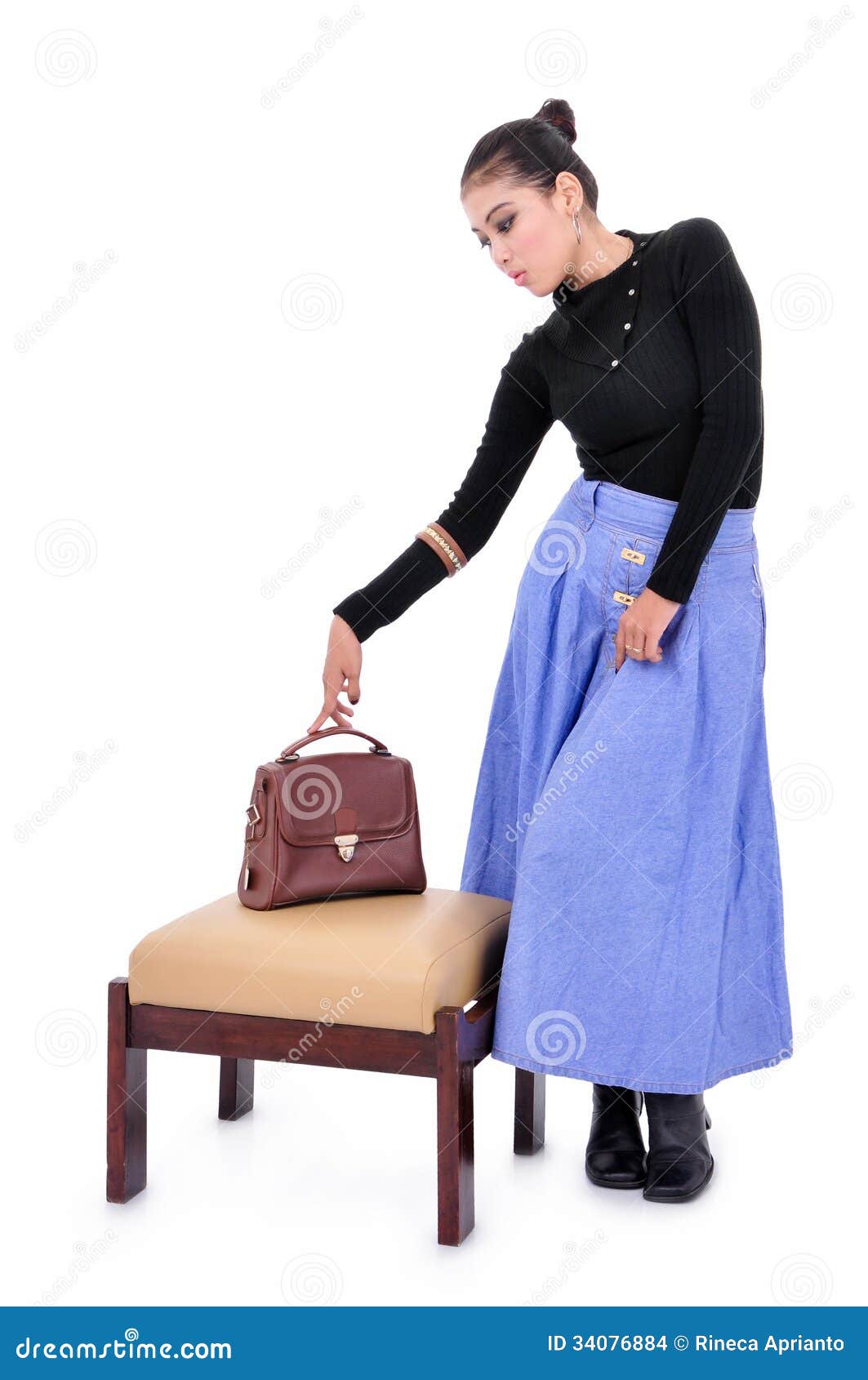 Beautiful Young Woman Posing with Bag Stock Photo Image of charming