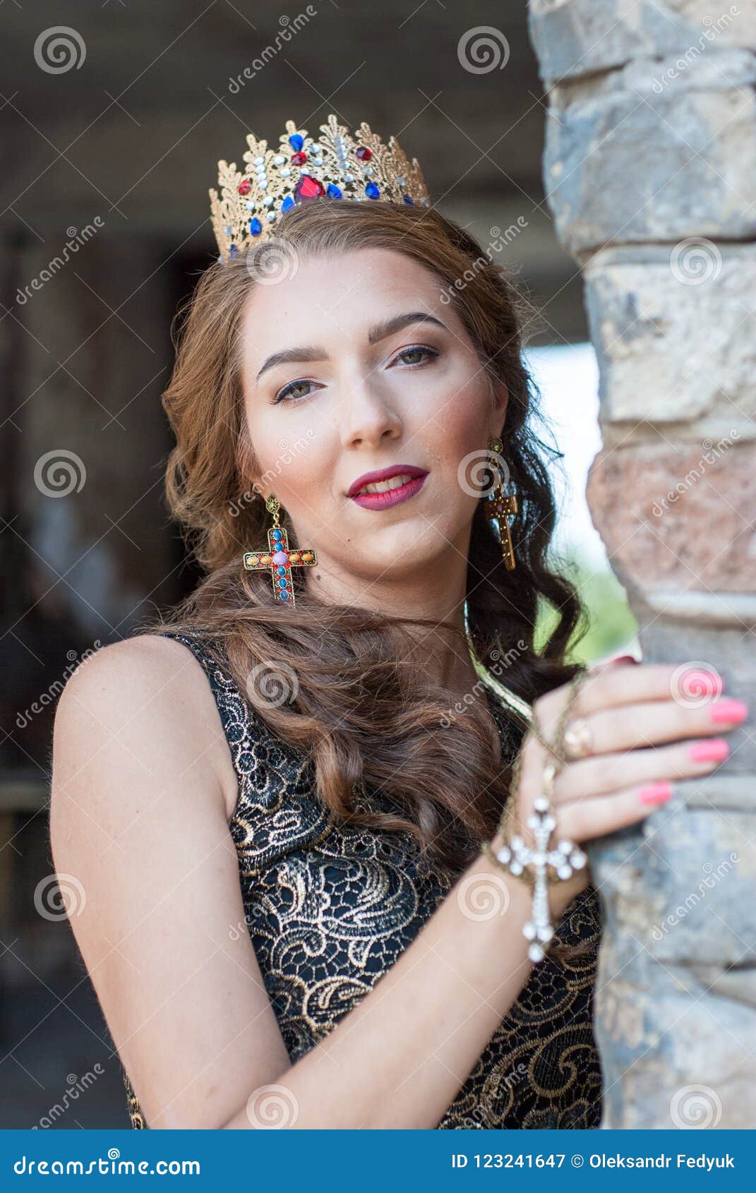 Beautiful Young Woman Posing with a Crown on Her Head Stock Image ...