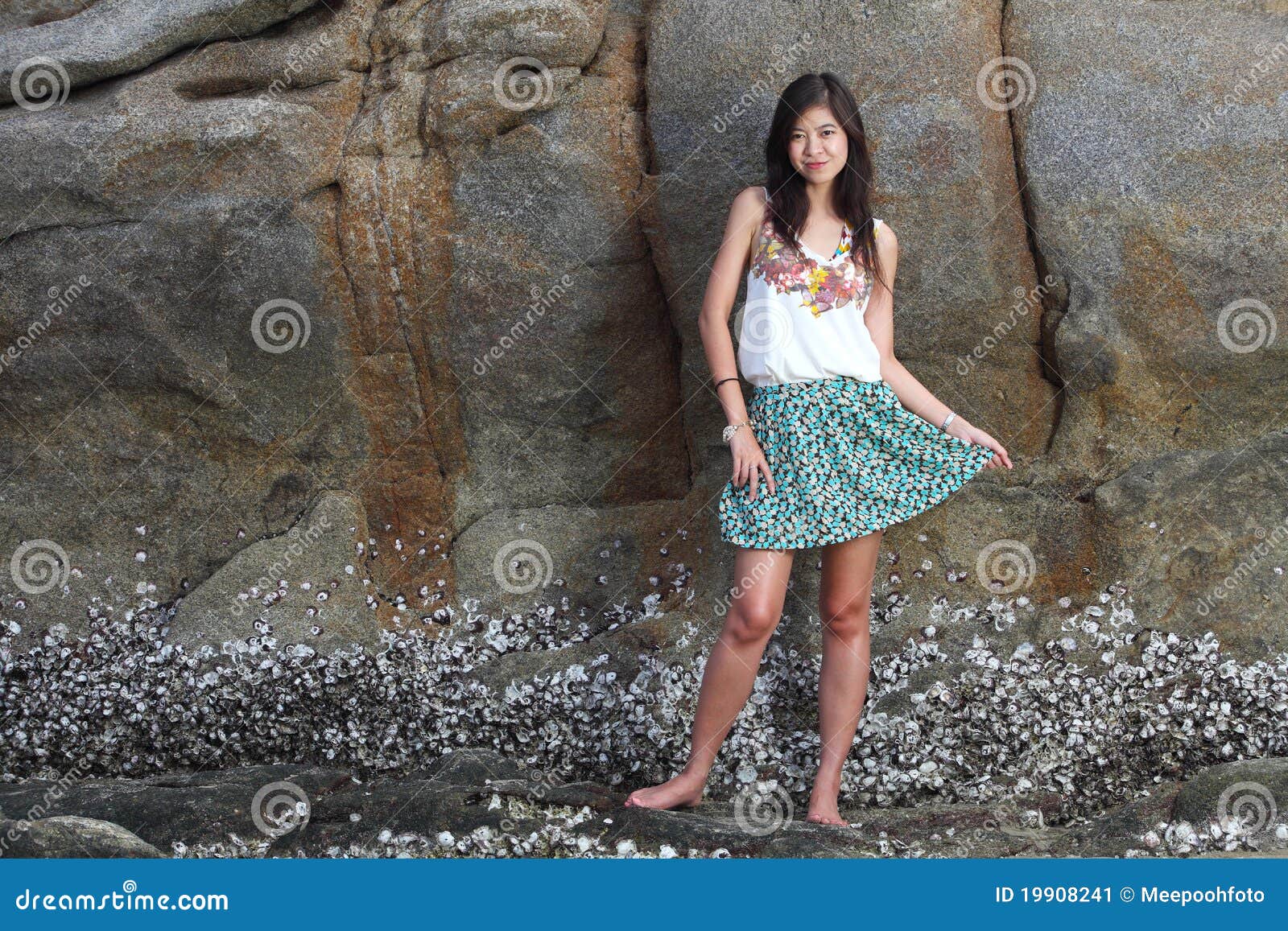 Beautiful Young Woman Posing On Stones Near Sea Stock Image Image Of Glamour Beauty 19908241 