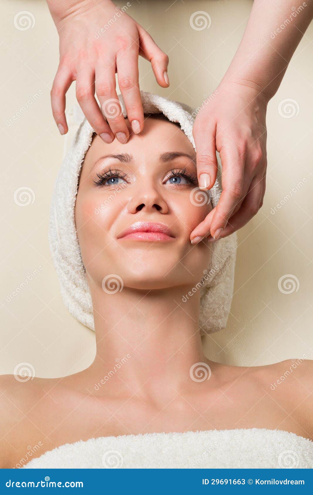 Beautiful Young Woman Receiving Facial Massage Stock Image Image Of