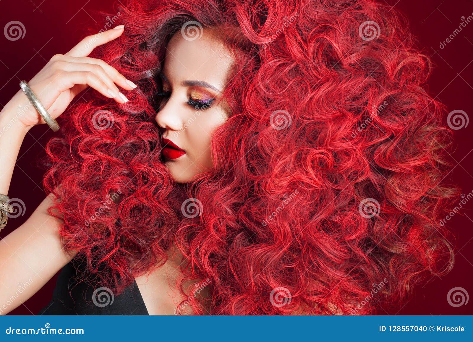 Beautiful Young Woman with Red Hair. Bright Make-up and Hairstyle Stock  Photo - Image of glamorous, luxurious: 128557040