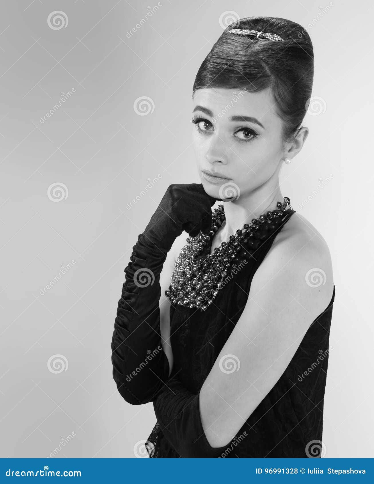 Beautiful Young Woman in Retro Style Stock Photo - Image of female ...